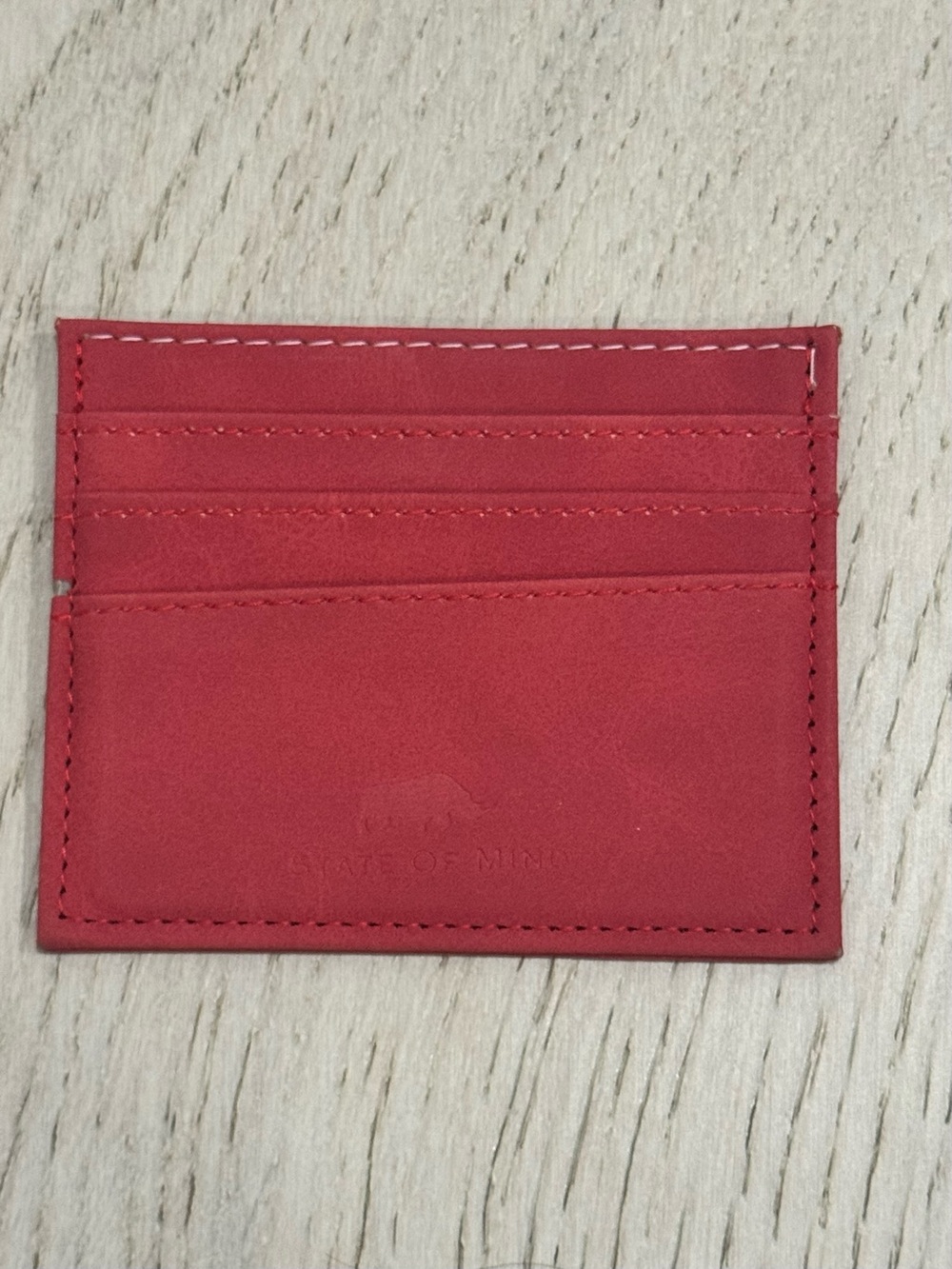 States of Mind Red Leather Card Holder Slim Credit Card Wallet - Picture 1 of 4